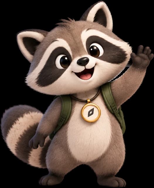 Our raccoon scout waving